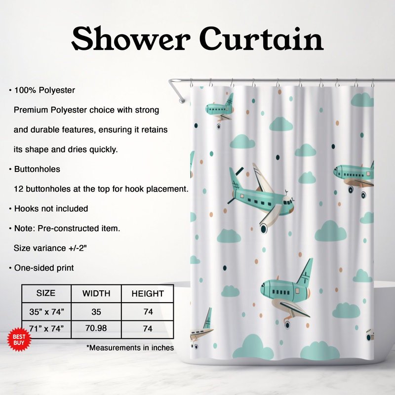 Rideau de douche Vandella, H 74 po x l 71 po