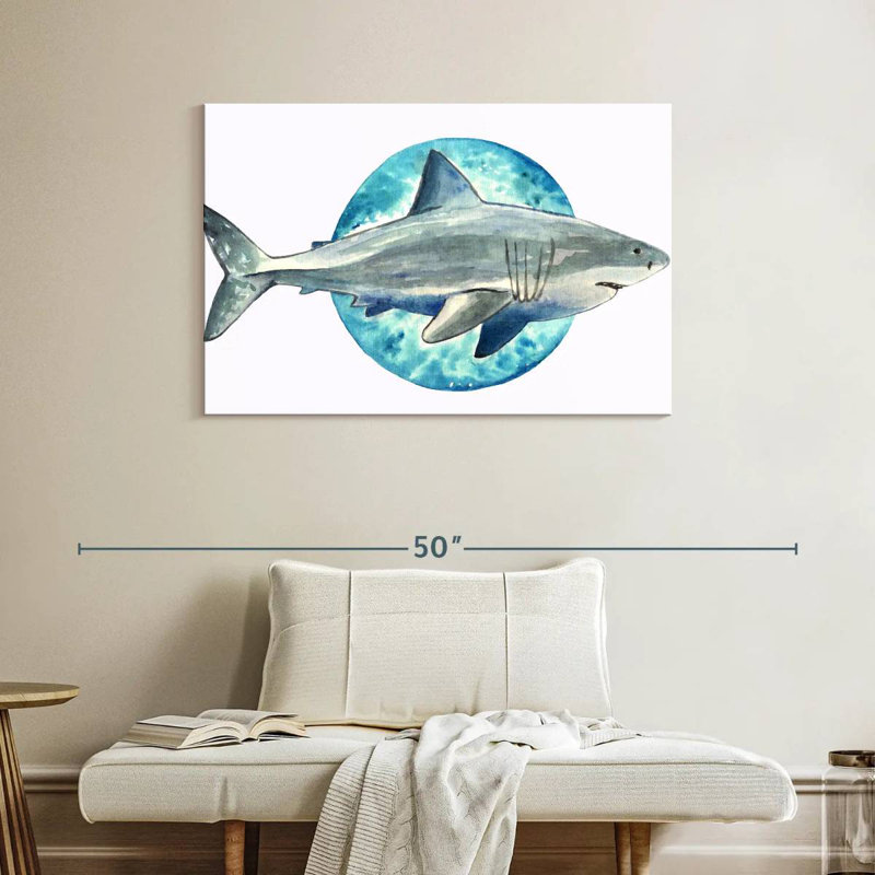 Watercolor Shark, 26" H x 39" W