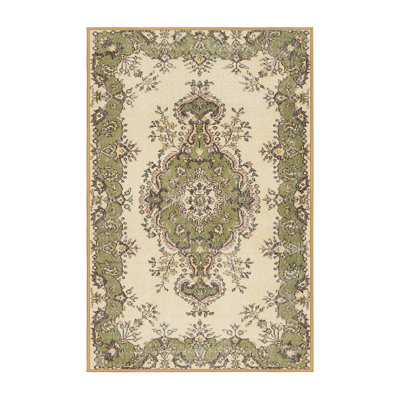 Tapis contemporain beige / olive clair