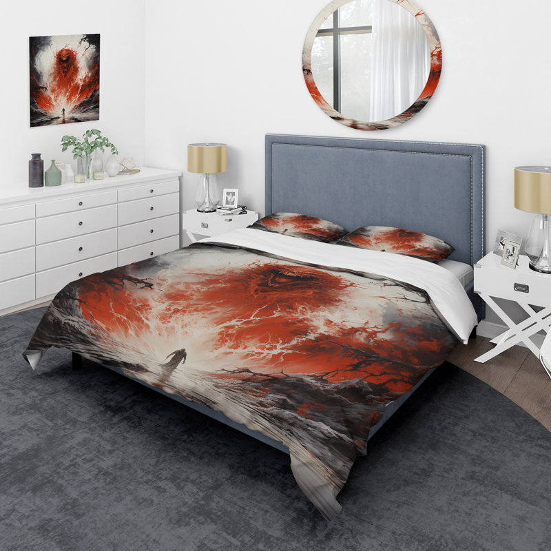 Ensemble de housse de couette Red Scarlet Villainy Unleashed Deamon - Abstract Collages, Housse de couette pour grand lit