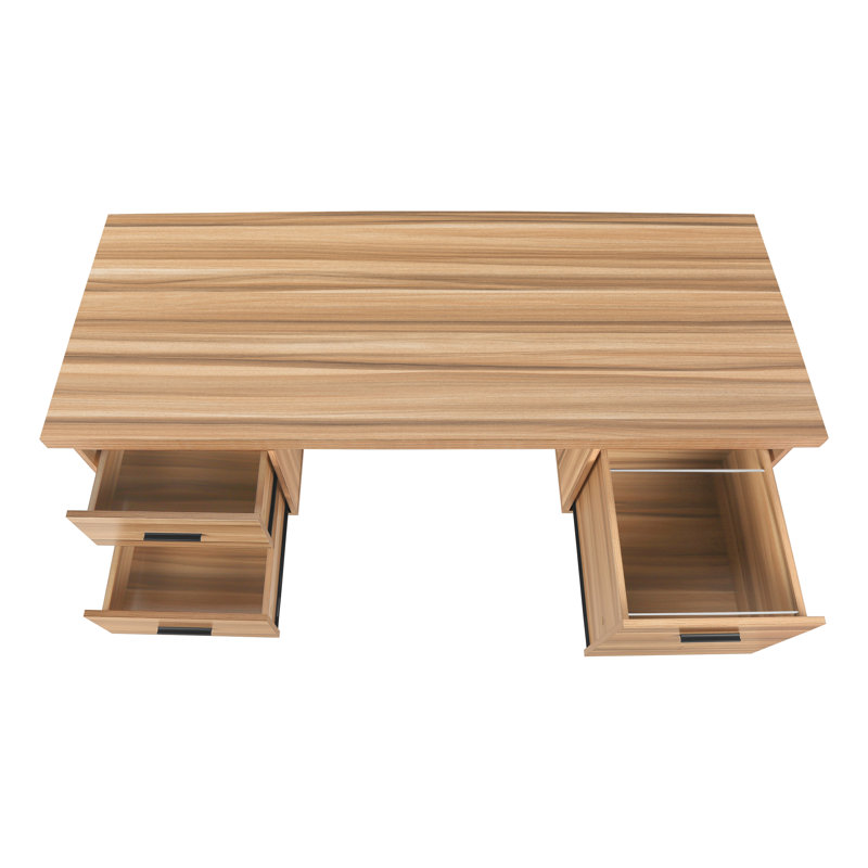 Bureau d'ordinateur à configuration à gauche ou à droite avec tiroirs de rangement pour le bureau personnel Jazarian, Noir