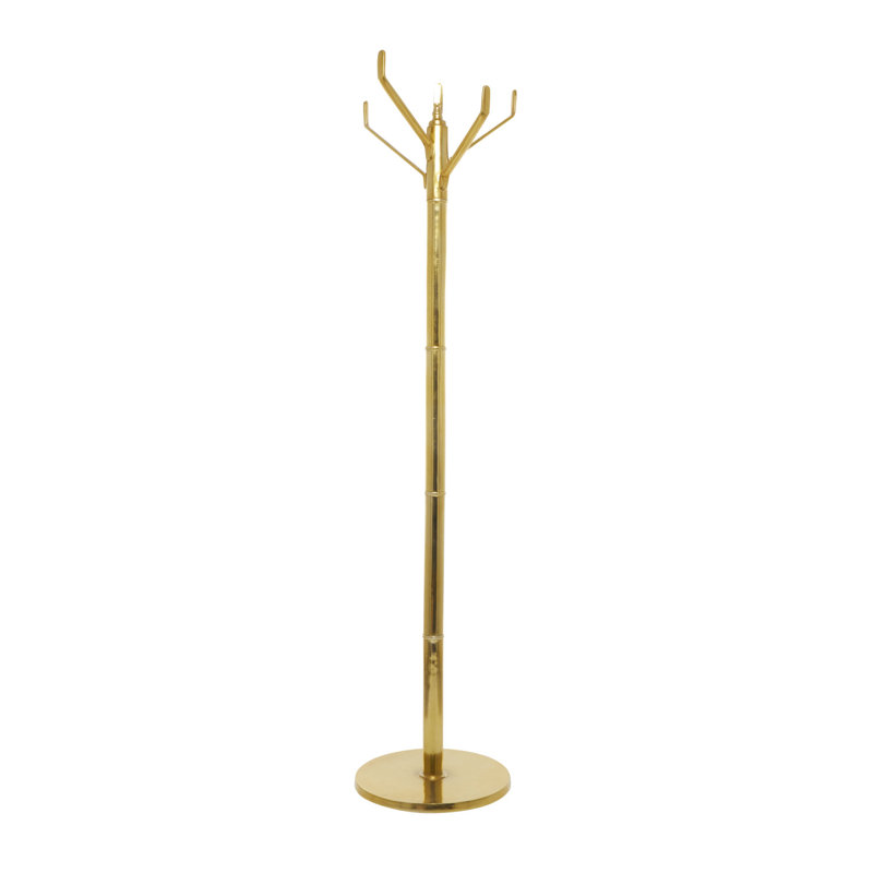 Aluminium Freestanding 5 - Hook Coat Rack, Gold