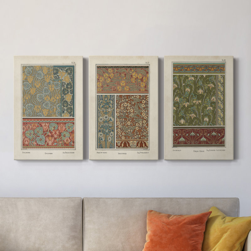 Nouveau Decorative I - Ensemble de 3 toiles tendues, H 36 po x l 72 po x P 1 po