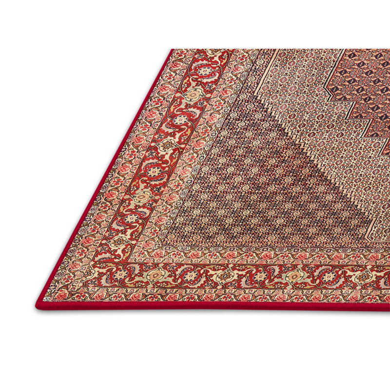 Tapis en laine rouge / gris, Rectangle 5 pi x 7 pi