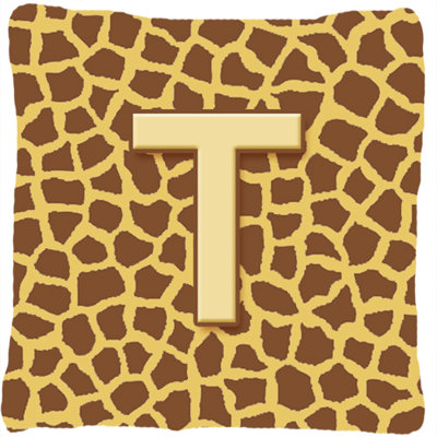 Monogram Initial Giraffe Indoor/Outdoor Throw Pillow