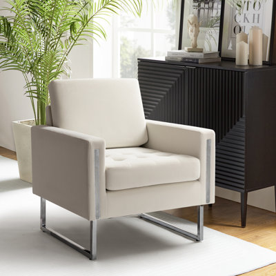 Fauteuil club en velours capitonné l 31,5 po Charo