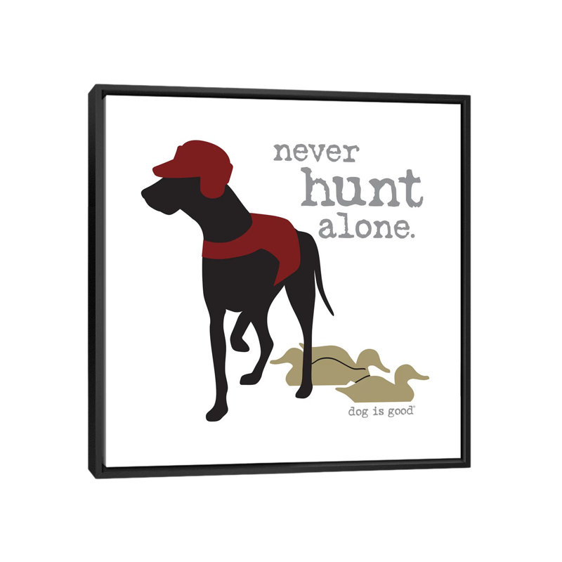 « never hunt seule », reproduction sur toile, H 37 po x l 37 po x P 1,5 po, Toile avec cadre flottant noir, Pas de tapis