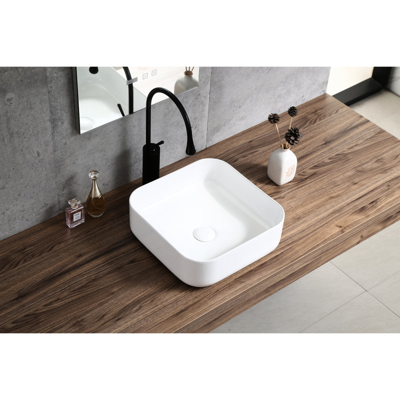Modern Bathroom Countertop Sink - Ceramic, White, Easy To Clean Design White Ceramic Resists Stains, Long-Lasting Use