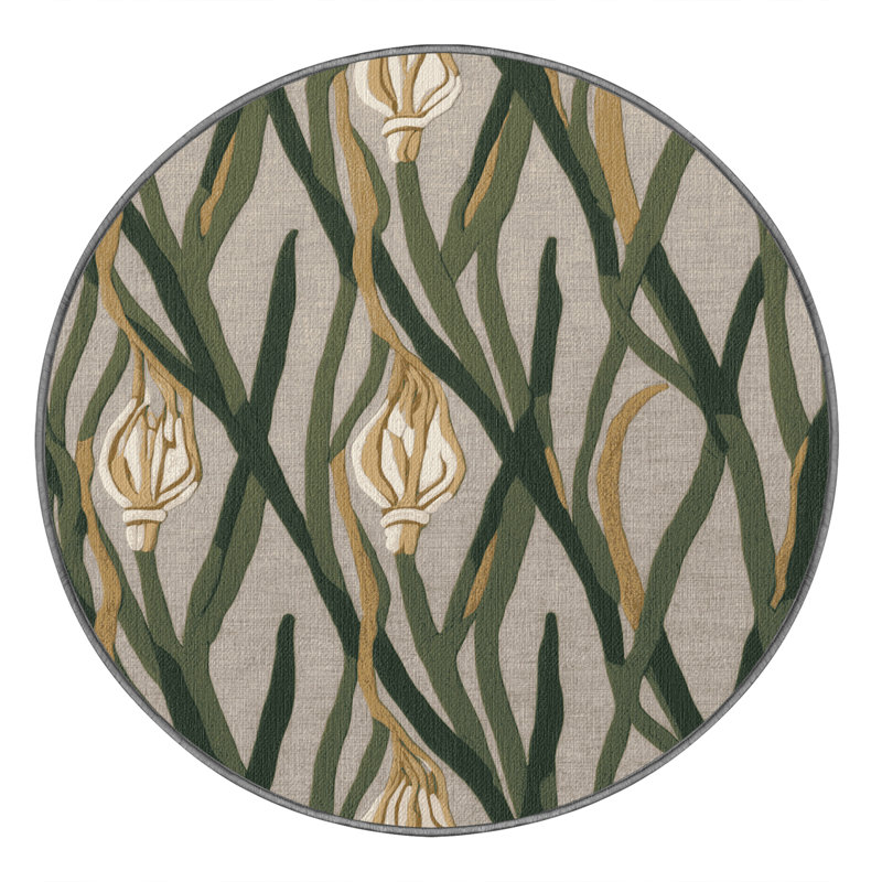 Washable Garlic Scapes Vegetables Area Rug, Square 4'