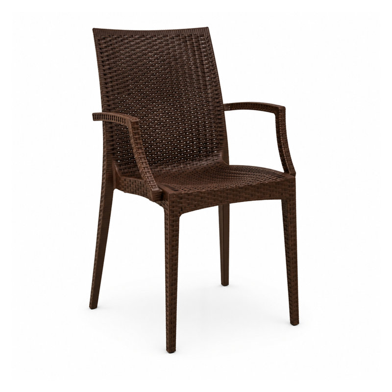 Fauteuil de patio empilable sans assemblage Mace - Chaise de salle à manger moderne en tissu toutes saisons imperméable et robuste