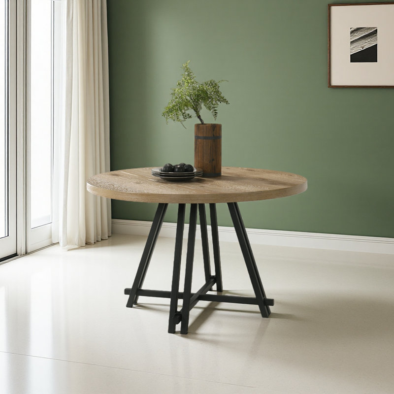 47" Round Dining Table With Metal Base