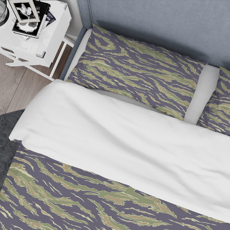 Camouflage vert tendance - ensemble de housse de couette abstrait - microfibre de polyester