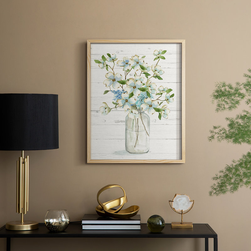 «Dogwood Cluster I», reproduction encadrée - bois massif, H 15 po x l 12 po