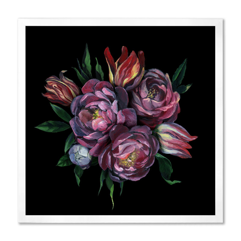 Bouquet pastel mauve et rose, H 36 po x l 36 po x P 1,5 po, Toile blanche avec cadre photo
