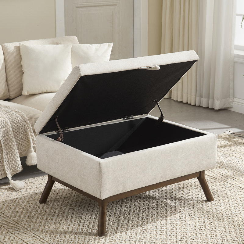 Banc de rangement Mid-Century, Beige