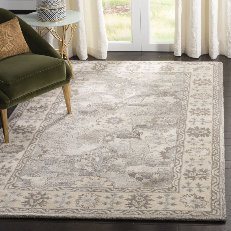 Amory Hand Tufted Wool/Cotton Oriental Rug in Ivory/Taupe, Rectangle 8' x 10'