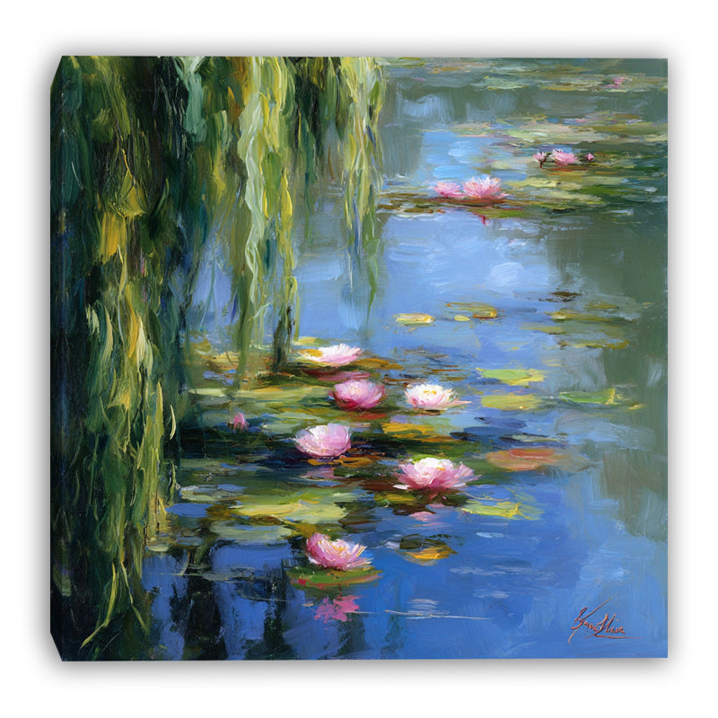 Art mural sur toile Willow Garden Pond, H 12 po x l 12 po x P 1 po
