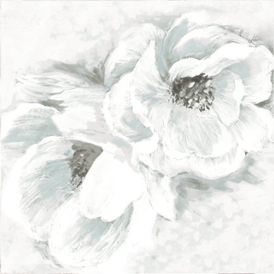 White Flowers With Blue - Wrapped Canvas Art Prints