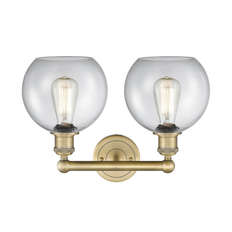 Ellington 2 - Light Dimmable Vanity Light, Clear, Brushed Brass