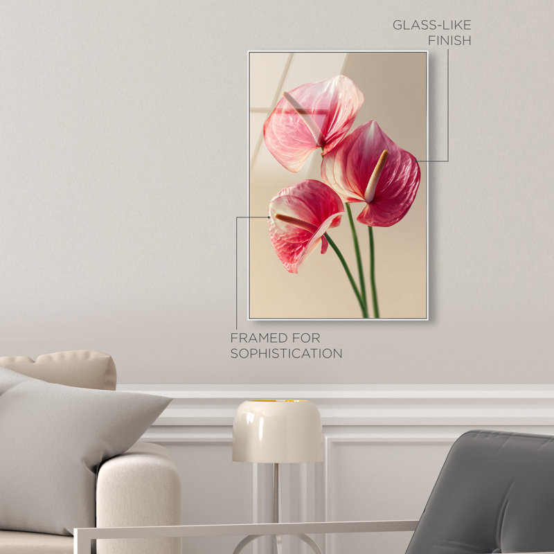 Crimson Silk Veins I Print, 21"H x 31"W, White Floater Frame