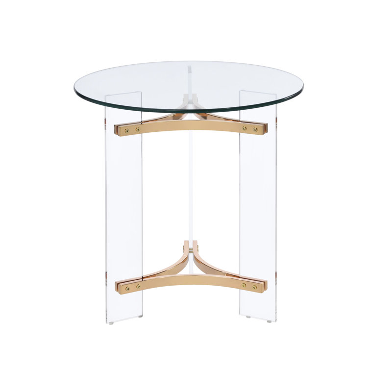Table d'appoint Sosi finition or, verre et métal, 1 pièce