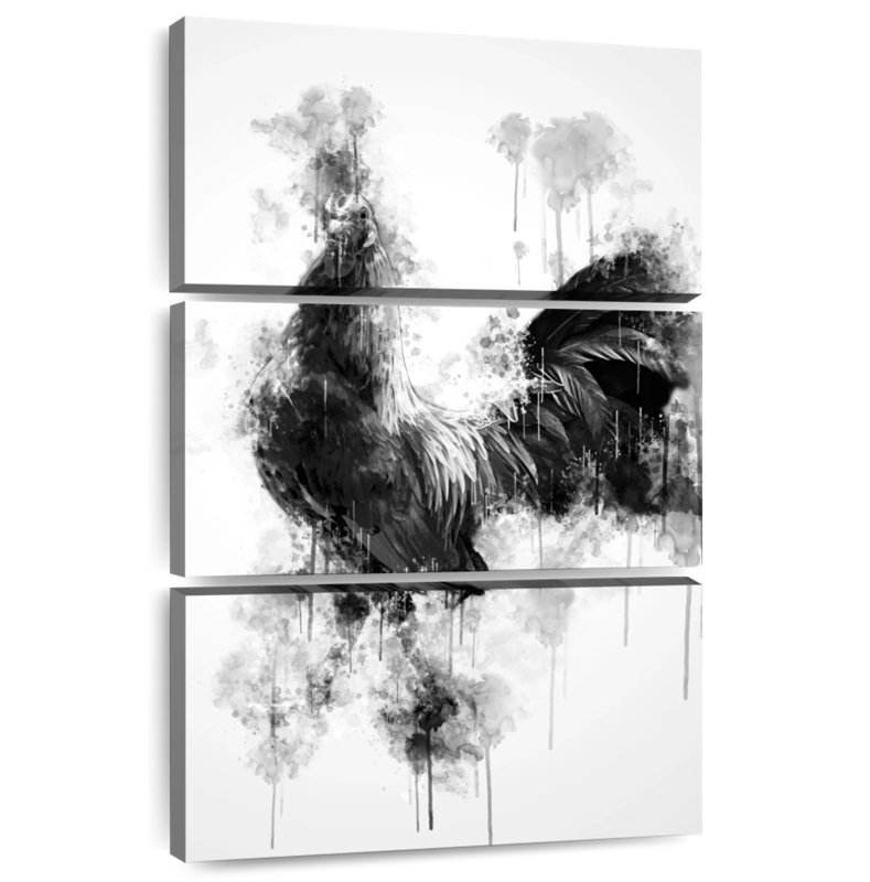 Coq Brampt noir et blanc, H 32 po x l 20 po