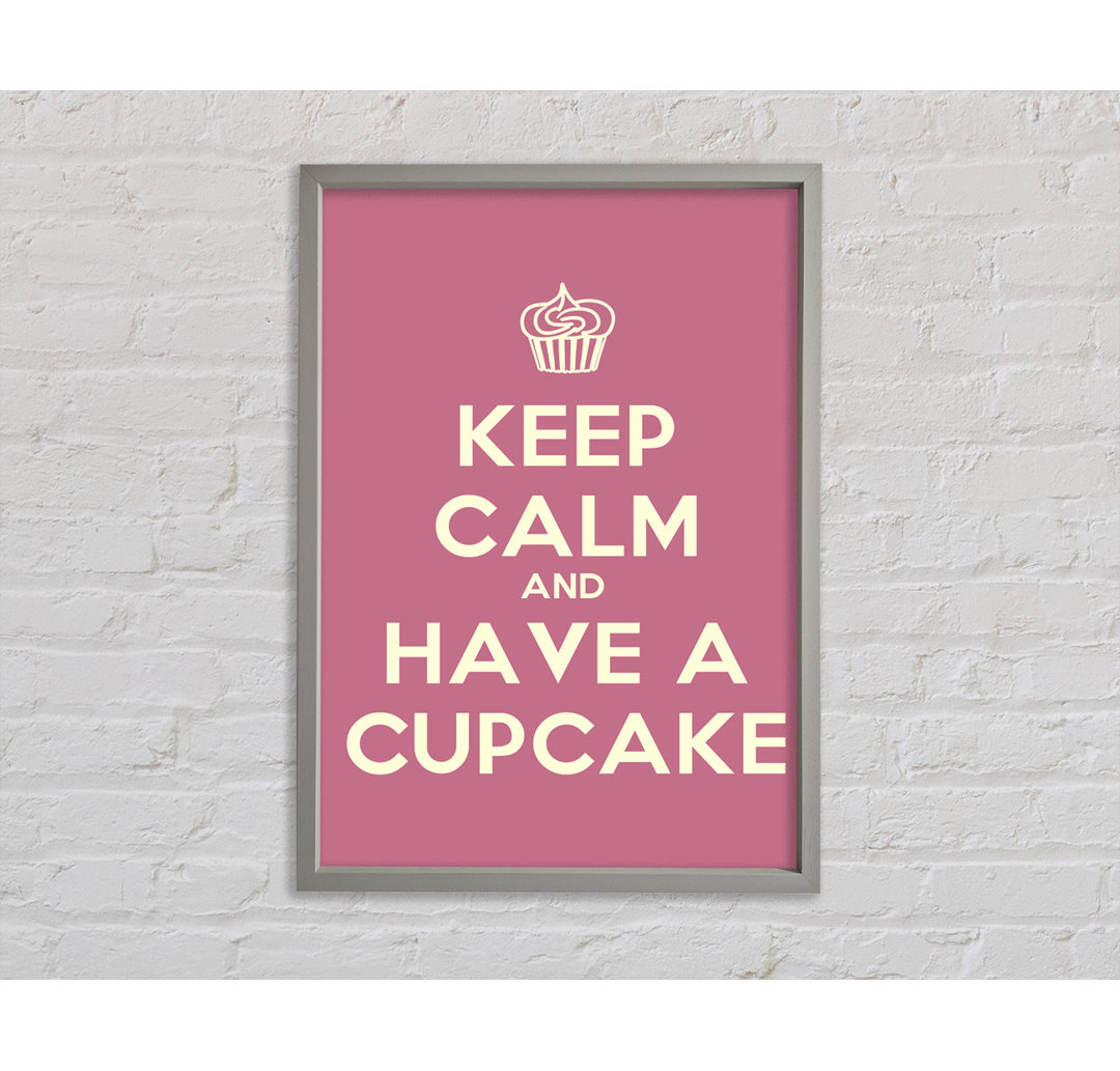 Keep Calm Cupcake Pink - Einzelner Bilderrahmen Typografie auf Leinwand