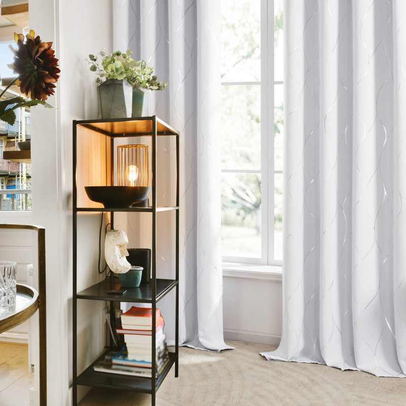 Kellda Thermal Room Darkening Polyester Curtain Panels, 52" W x 84" L, Grayish White
