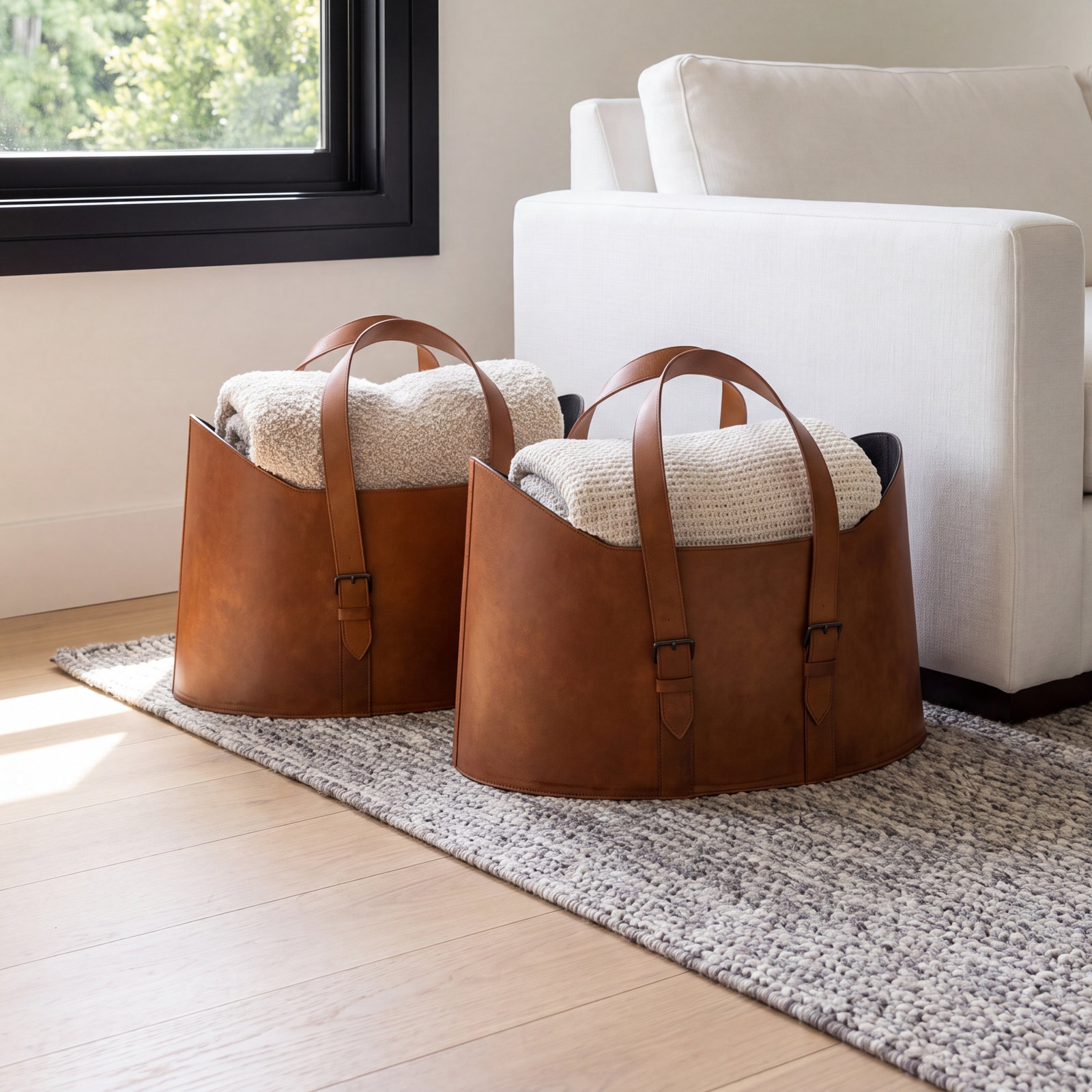 Handmade Genuine Leather Storage Bin