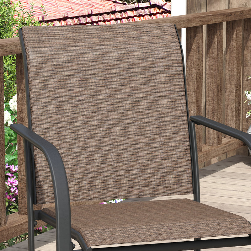 Outdoor Stackable PVC-coated polyester Dining Chair, Brown