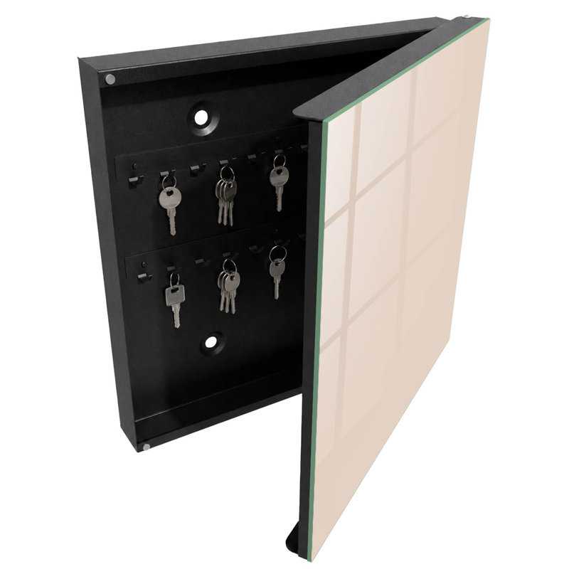 Key box for wall, Opens to the right, 30x30x5, Black, Calm beige elegance subtle simplicity, 