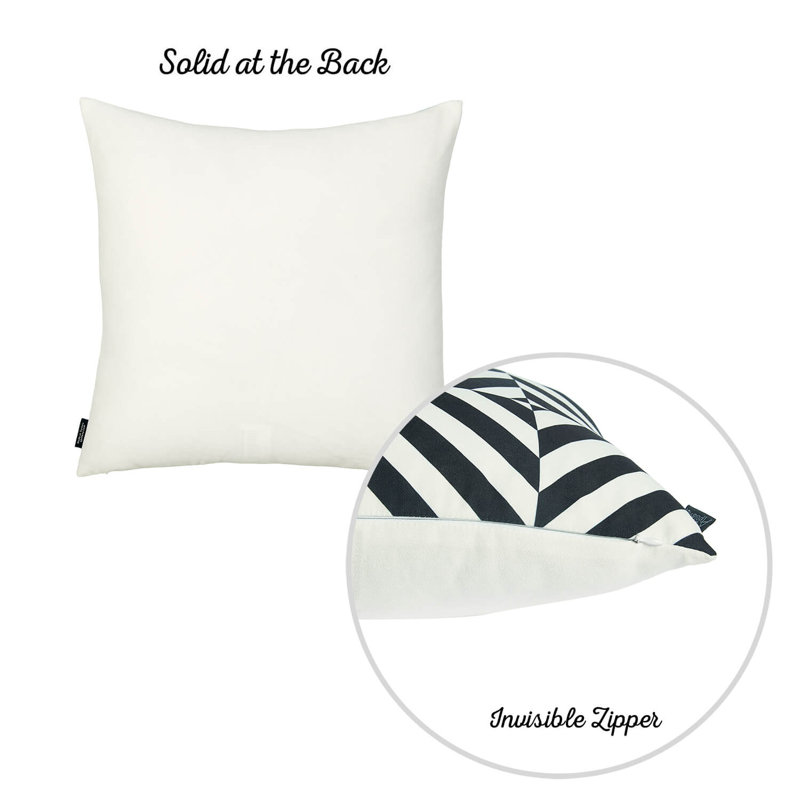 Black and White Geometric Polyester Square Pillow Cover