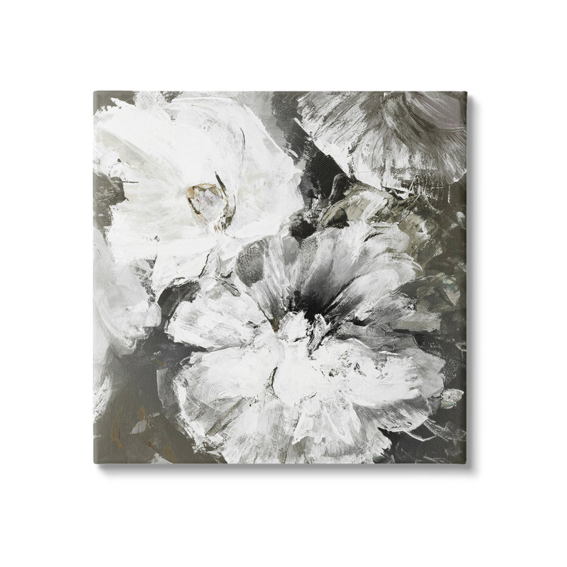 Art mural sur toile Stupell Industries avec fleurs abstraites blanches et grises de Design Fabrikken