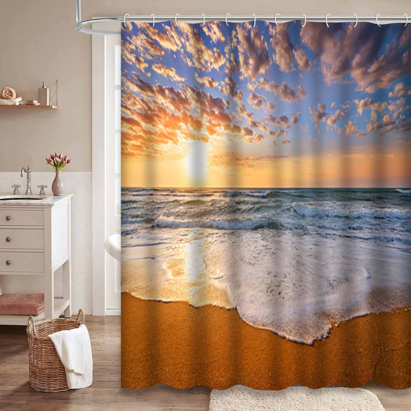 Morning Sunrise Sea Beach Sunset Abstract Clouds Ocean Beautiful Beauty Blue with 12 Hooks, L 72 po x l 84 po