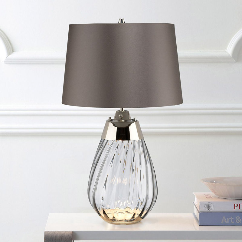 Morrisdale Glass Table Lamp, Transparent, Black
