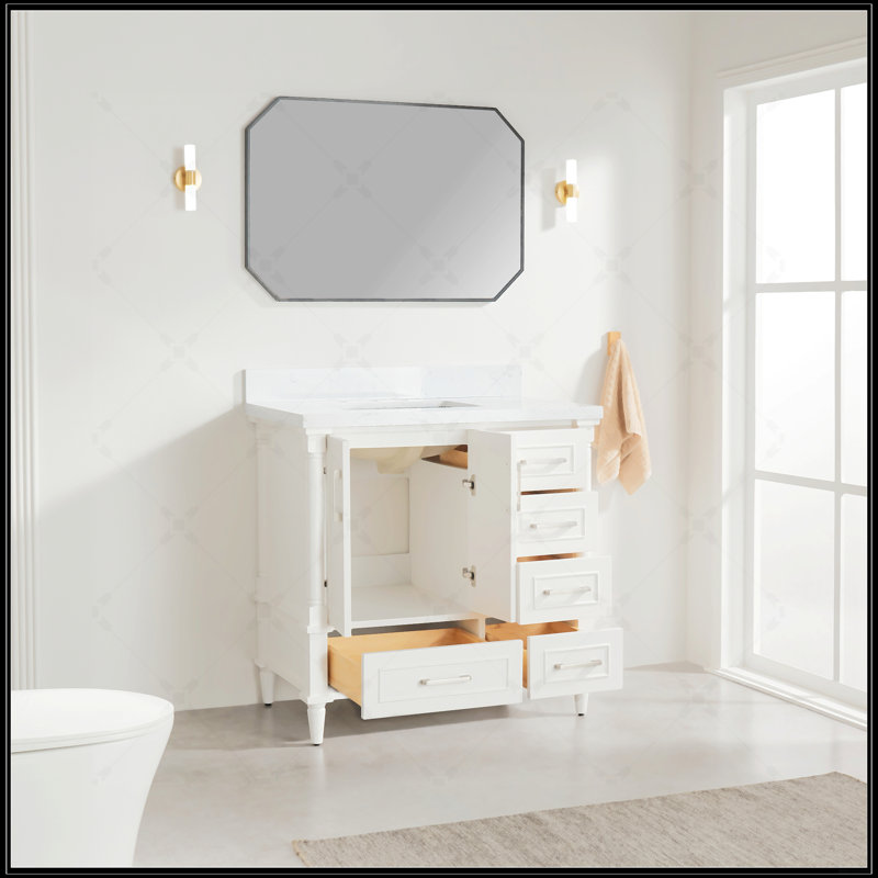 Fully Assembled 36'' Freestanding Single Bathroom Vanity With Durable Solid Wood And Two Handle Sets