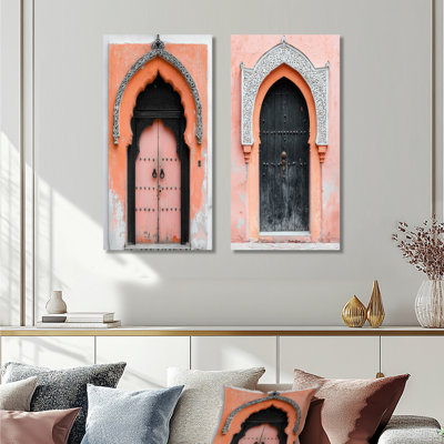 Ensemble de 2 décorations murales en métal orange avec motif de rhapsodie orange I