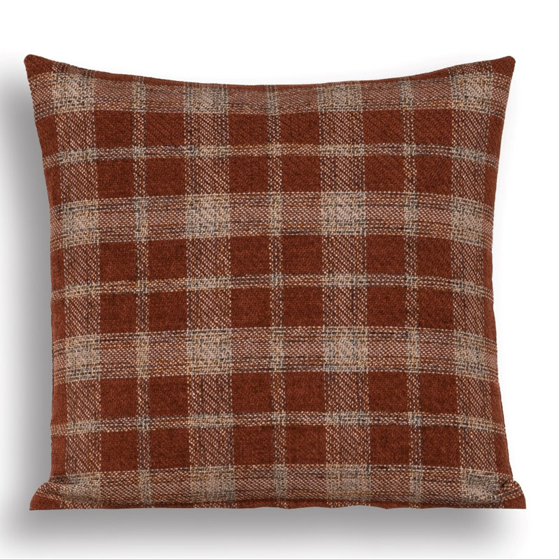Weatherford Polyester Throw Pillow, Red Plaid, Square 20", Feather