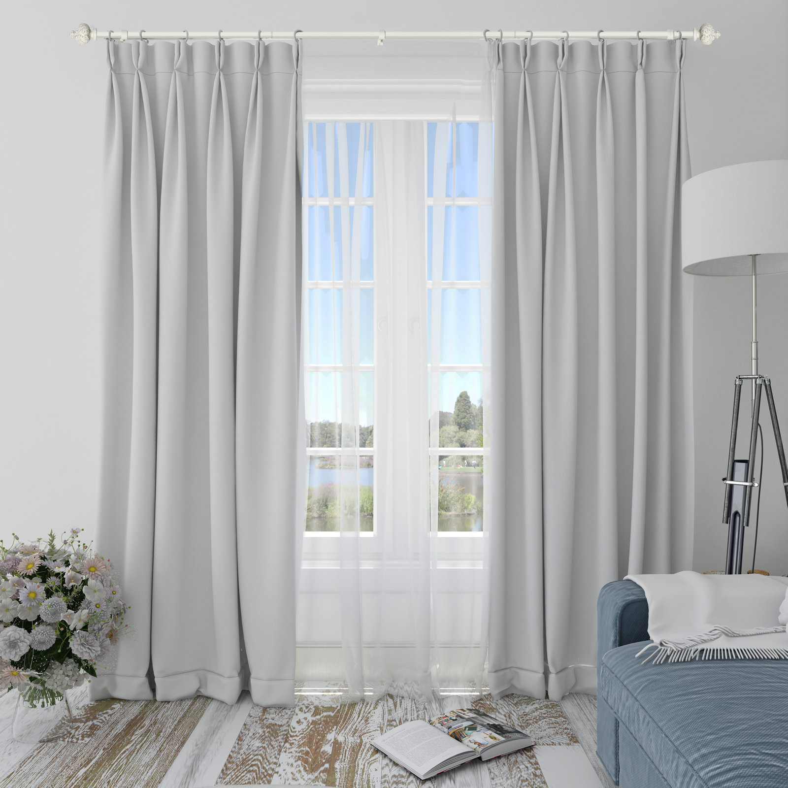 Seher Adjustable Overall Width x 1'' Diameter Single Curtain Rod, 84" - 120", White