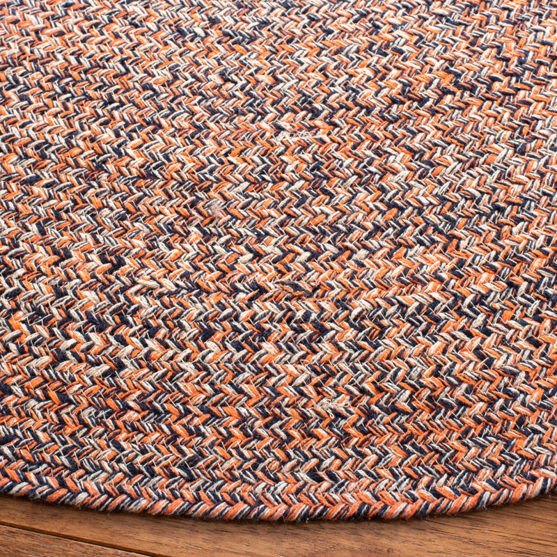 Manzi Hand Woven Cotton Chevron Rug, Round 4'