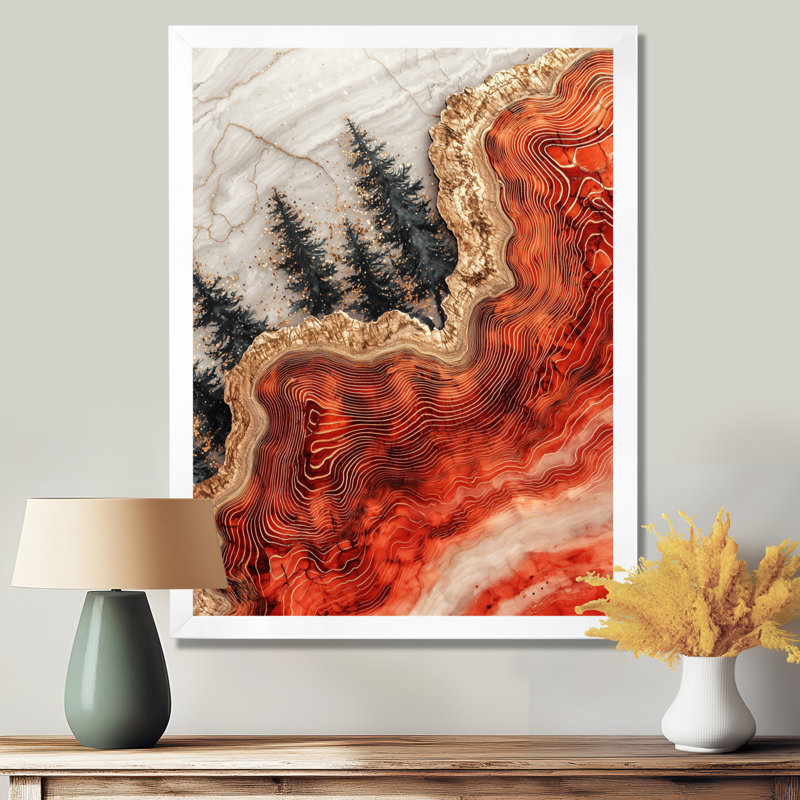 Giavanni - Art mural sur toile, paysages, 44" H x 34" W, Picture Framed, White