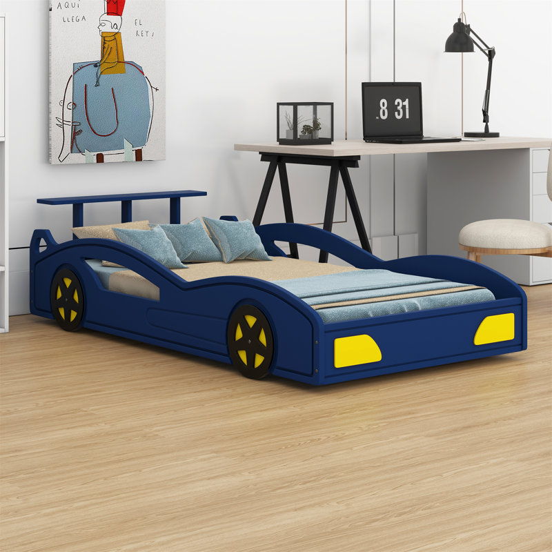 Lit plateforme en forme de voiture, Bleu