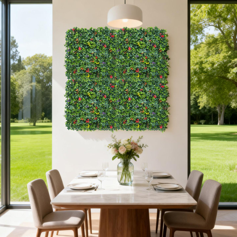 Panneaux muraux en gazon artificiel 8PCS 9,84 × 9,84 pouces pour l'intérieur et l'extérieur