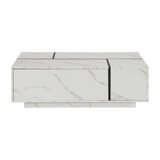 Rectangular Sliding Top Coffee Table With 2 Drawers And 2 Hidden Storage