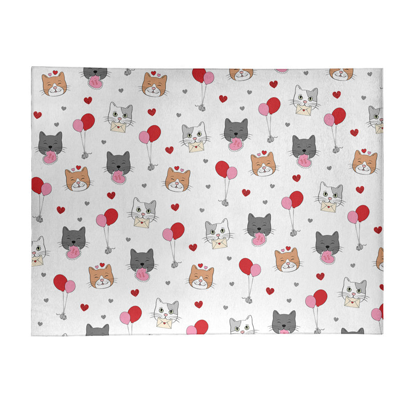 Tapis gris/rose/rouge fait main, Rectangle 9 pi x 12 pi