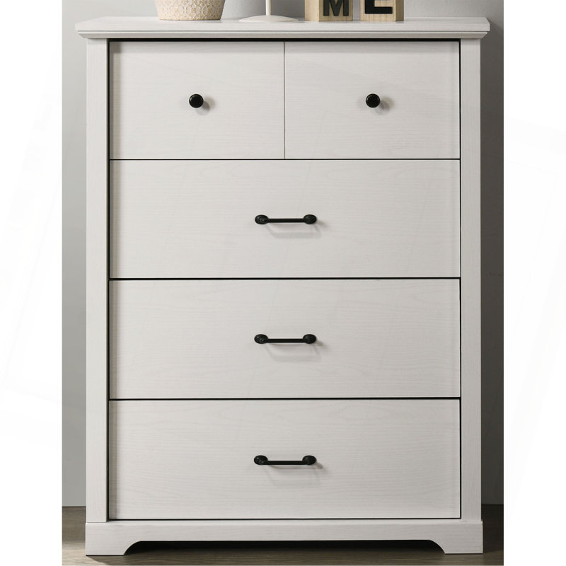Commode 4 tiroirs avec poignées, Blanc