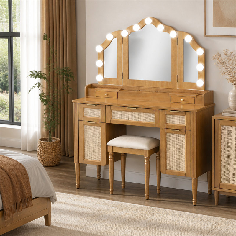 Vanity with Mirror and Seat