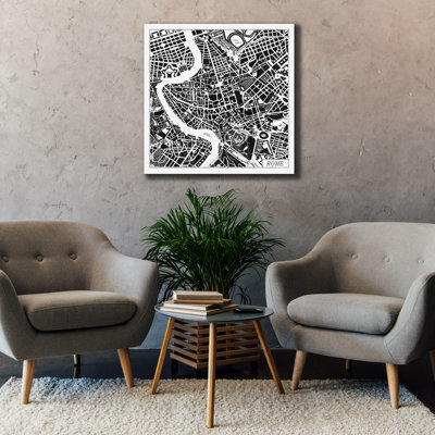 "Epic Graffiti" Rome Map Black "par Laura Marshall, art mural sur toile
