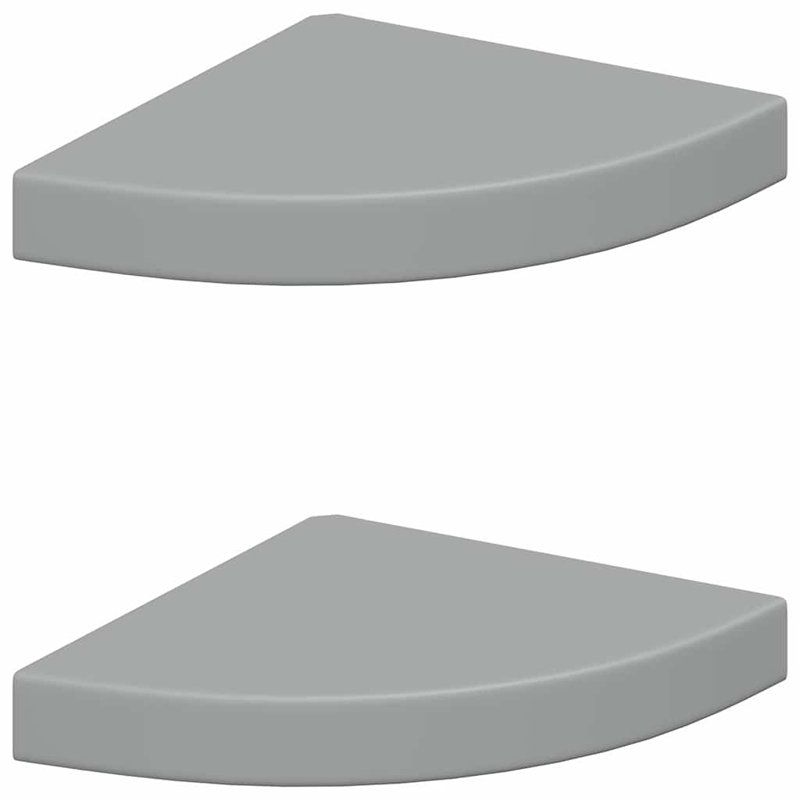 Naudiya 2 Piece Corner Floating Shelf, 1.5" H x 9.8" W x 9.8" D, Gray