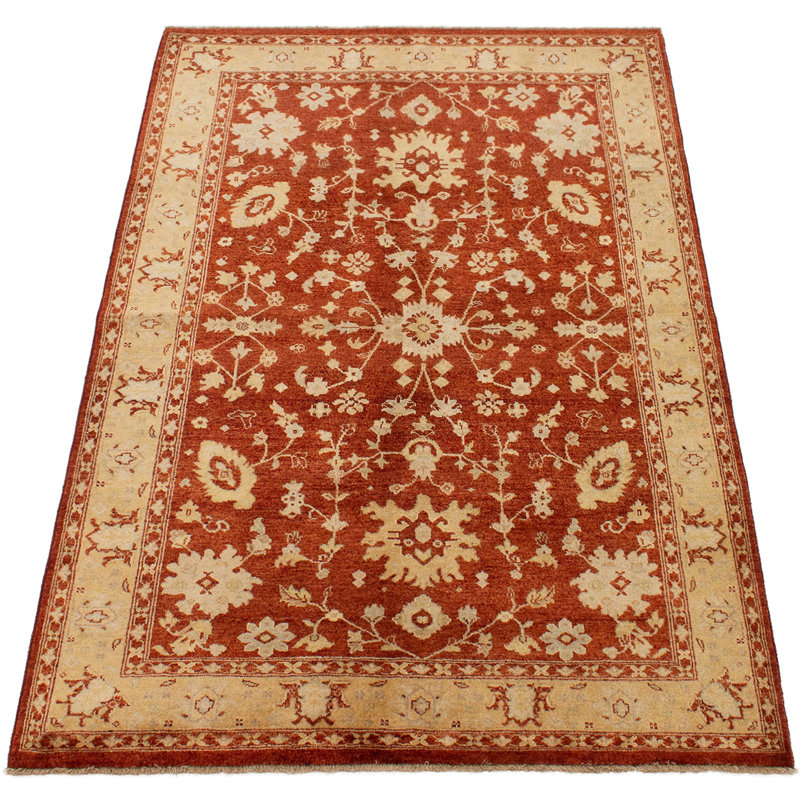Tapis de la surface en laine rouge/beige 3 pi 2 po x 6 pi 7 po one-of-kind à la main noué la chobi Ofarrell